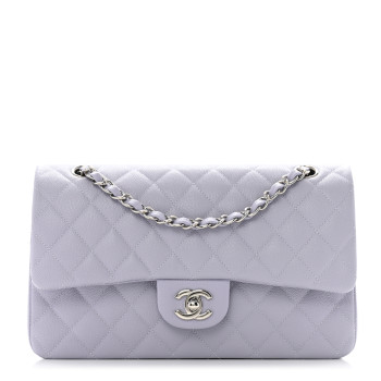 CHANEL Caviar Quilted Medium Double Flap Light Purple