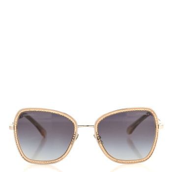 CHANEL Square Frame Sequin Sunglasses 4277-B Silver Brown