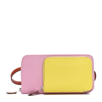 HERMES Epsom Swift Nouveau To Go Wallet Mauve Sylvestre Lime Cuivre Caban