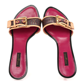 LOUIS VUITTON Monogram Open Toe Mule 39 Fuschia