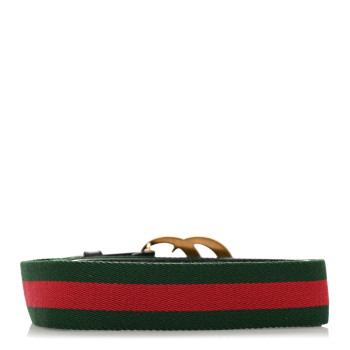 GUCCI Nylon Calfskin Double G Web 40mm Belt 100 40 Green Red Black