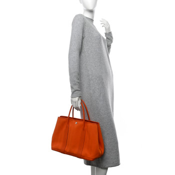 HERMES Toile Negonda Garden Party Tote 36 MM Orange