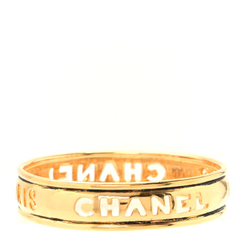 CHANEL Logo Paris Cut Out Bangle Gold