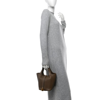 HERMES Taurillon Clemence Picotin Lock 18 PM Etoupe