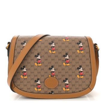 GUCCI X DISNEY Mini Vintage GG Supreme Monogram Mickey Mouse Small Flap Messenger Bag Beige Vintage Sun Oil