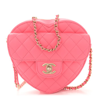 CHANEL Lambskin Quilted CC In Love Heart Bag Pink