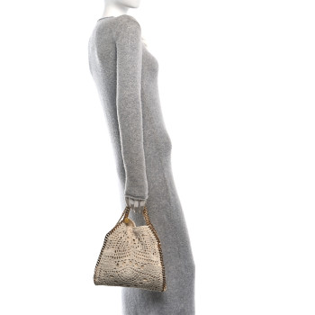 STELLA MCCARTNEY Cotton Crochet Falabella Ajouree Tote Bag White
