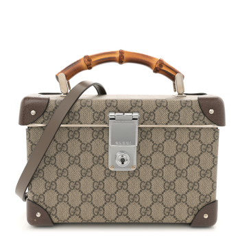 GUCCI GG Supreme Monogram Globe-Trotter Beauty Case Brown