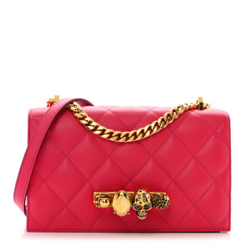 ALEXANDER MCQUEEN Lambskin Quilted Knuckle Shoulder Bag Fuchsia