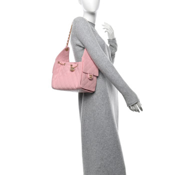 CHANEL Caviar Quilted Small Chanel 25 Handbag Light Pink