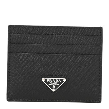 PRADA Saffiano Triangle Card Case Black