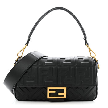 FENDI Nappa FF 1974 Embossed Baguette Black