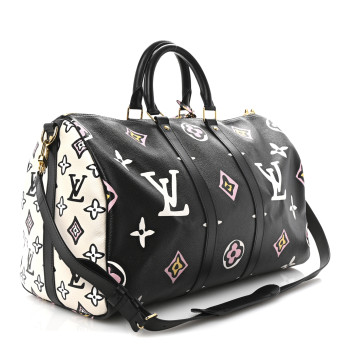 LOUIS VUITTON Monogram Giant Wild At Heart Keepall Bandouliere 45 Black