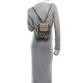 CHLOE Suede Calfskin Mini Faye Backpack Motty Grey