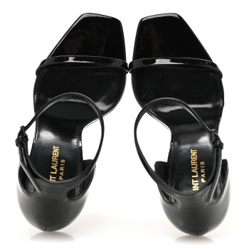 SAINT LAURENT Patent Calfskin Opyum 110 Sandals 38.5 Black Gold