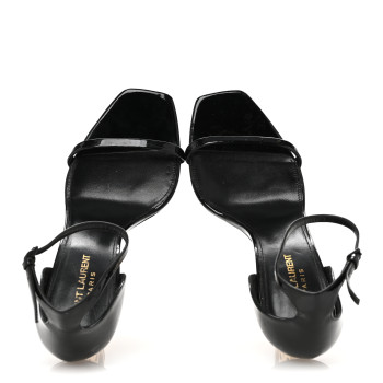 SAINT LAURENT Patent Calfskin Opyum 110 Sandals 39.5 Black Gold