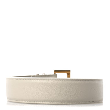 SAINT LAURENT Smooth Calfskin Monogram Square Buckle Belt 85 Crema Soft