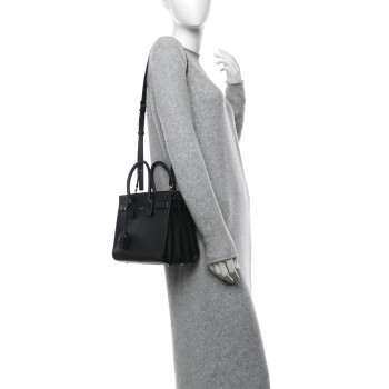 SAINT LAURENT Grained Calfskin Small Sac De Jour Black