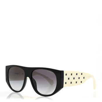 CHANEL Acetate Quilted CC Pilot Sunglasses 71465 White Black
