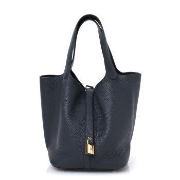 HERMES Taurillon Clemence Picotin Lock 22 MM Gris Misty