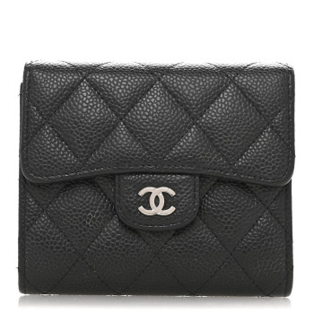 CHANEL Caviar Quilted Compact Flap Wallet Black