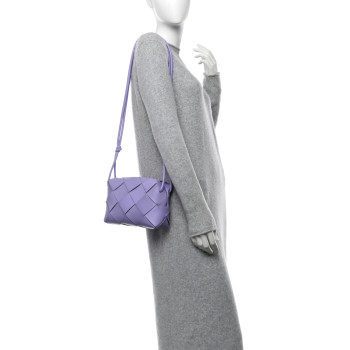 BOTTEGA VENETA Lambskin Intreccio Small Cassette Camera Bag Wisteria