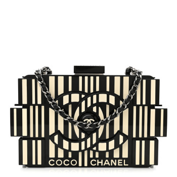 CHANEL Plexiglass Barcode Boy Brick Lego Clutch Black