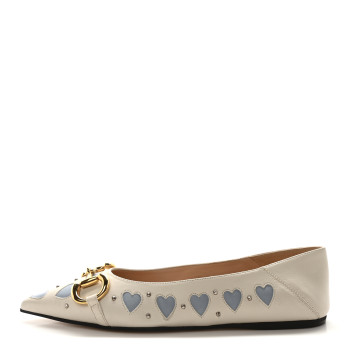 GUCCI Nappa Lovelight Deva Horsebit Chain Embellished Flats 36.5 Mystic White Paradise Cloude