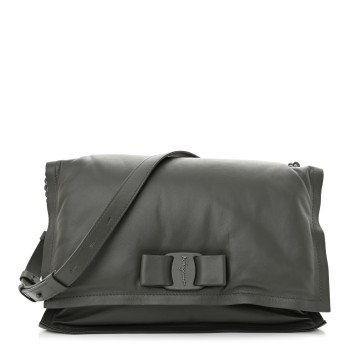 SALVATORE FERRAGAMO Calfskin Medium Viva Bow Shoulder Bag Sparrow