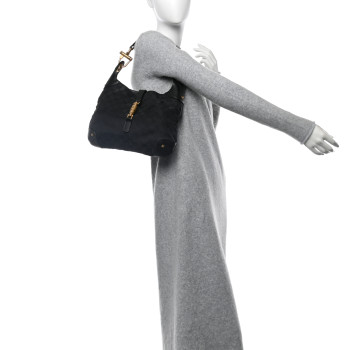 GUCCI Monogram Piston Lock Jackie O Hobo Black