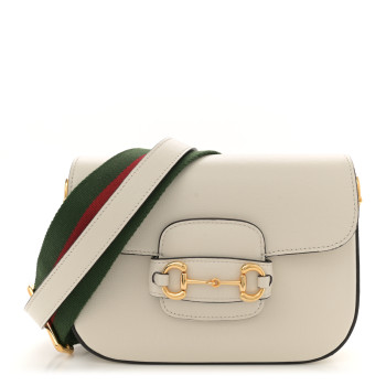 GUCCI Azalea Calfskin Web Mini Horsebit 1955 Shoulder Bag Mystic White