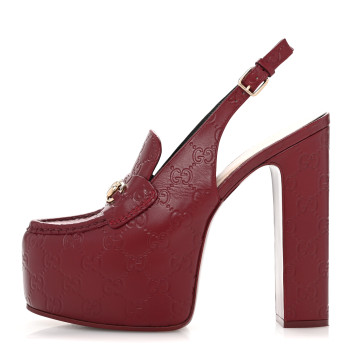 GUCCI Guccissima Horsebit Platform 70/160mm Slingback Mules 40 Rosso Ancora Red