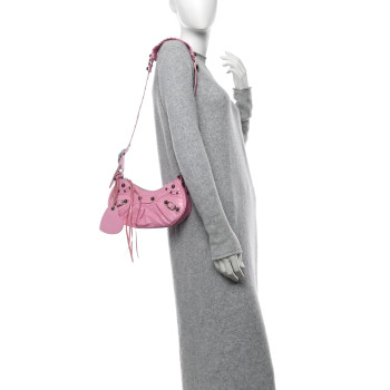 BALENCIAGA Agneau Arena Le Cagole Shoulder Bag XS Candy Pink