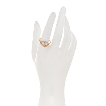 HERMES 18K Rose Gold Diamond MM Chaine d'Ancre Contour Ring 57 8