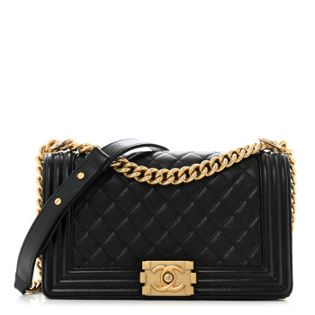 CHANEL Caviar Quilted Medium Boy Flap Black