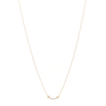 TIFFANY 18K Rose Gold Diamond Mini T Smile Pendant Necklace