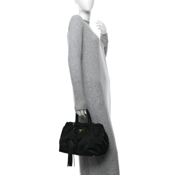 PRADA Tessuto Nylon Tassel Tote Black
