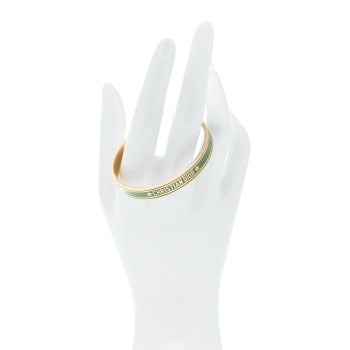 CHRISTIAN DIOR Metal Enamel Code Bangle Bracelet Light Green Gold