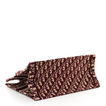 CHRISTIAN DIOR Oblique Medium Book Tote Burgundy Multicolor