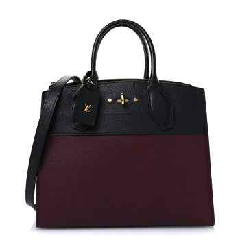 LOUIS VUITTON Calfskin City Steamer MM Burgundy Black