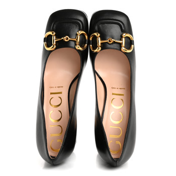 GUCCI Malaga Kid Horsebit 75mm Pumps 37.5 Black