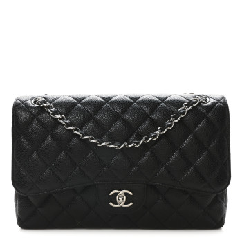 CHANEL Caviar Quilted Jumbo Double Flap Black