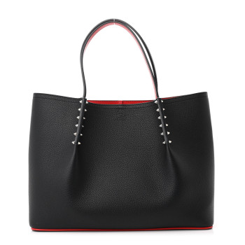 CHRISTIAN LOUBOUTIN Calfskin Empire Spiked Small Cabarock Shopper Tote Black