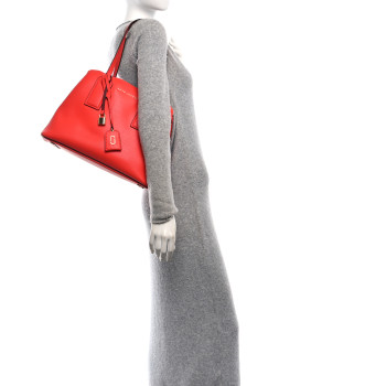 MARC JACOBS Pebbled Calfskin The Editor 38 Tote True Red