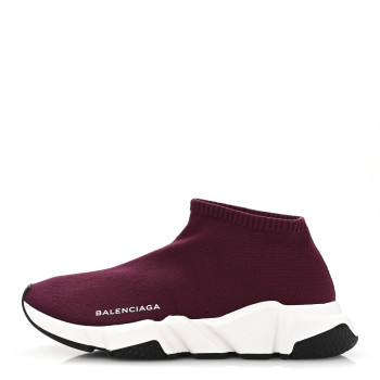 BALENCIAGA Neoprene Knit Womens Mid-Top Speed Sneakers 39 Prune White