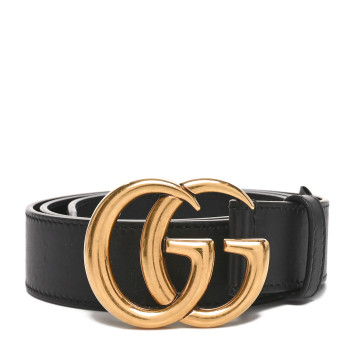 GUCCI Calfskin Double G 30mm Belt 80 32 Black