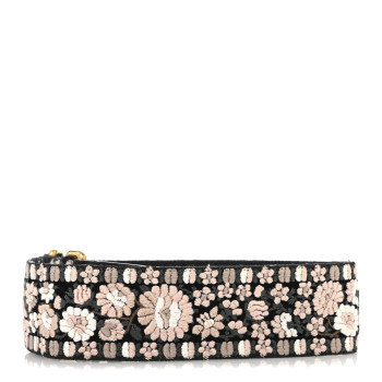 CHRISTIAN DIOR Canvas Embroidered Jardin Japonais Shoulder Strap Black Multicolor