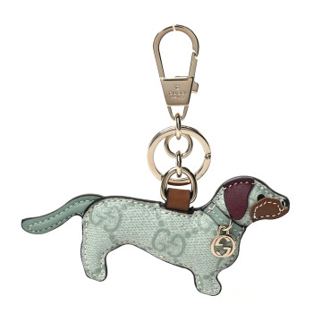 GUCCI GG Supreme Monogram Dog Shaped Bag Charm Sage Green