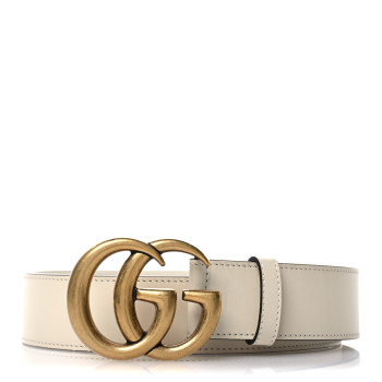 GUCCI Calfskin Double G 40mm Belt 110 44 Mystic White