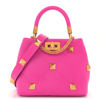 VALENTINO GARAVANI Nappa Small Roman Stud The Handle Bag Pink PP